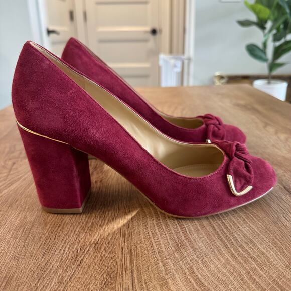 Michael Kors | Suede Merlot Pump Block Heels | Women’s Size 9 - Picture 2 of 11